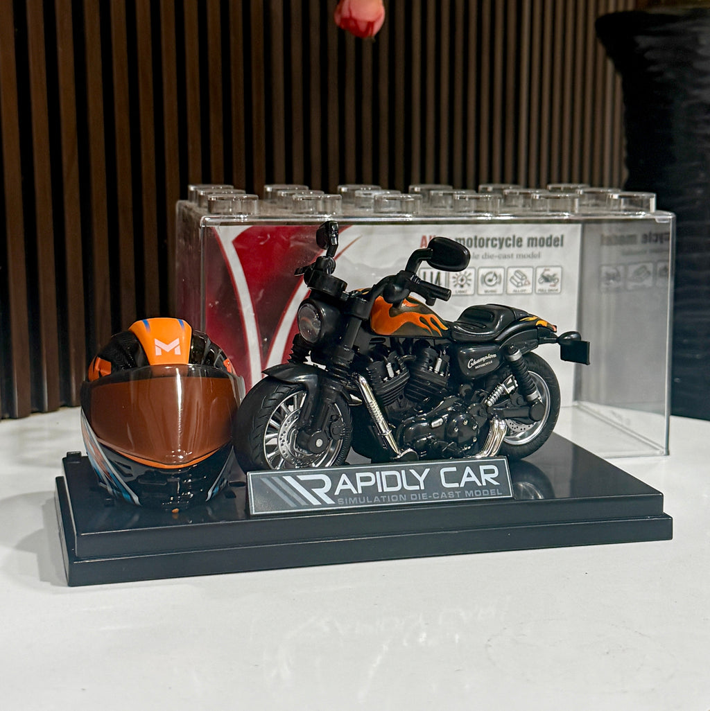 Harley Davidson 1:14 Scale model with helmet