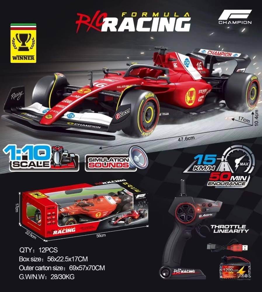 1:10 Scale Ferrari F1 RC Car 2.4GHz High Speed 15KM/H Remote Control Racing Car