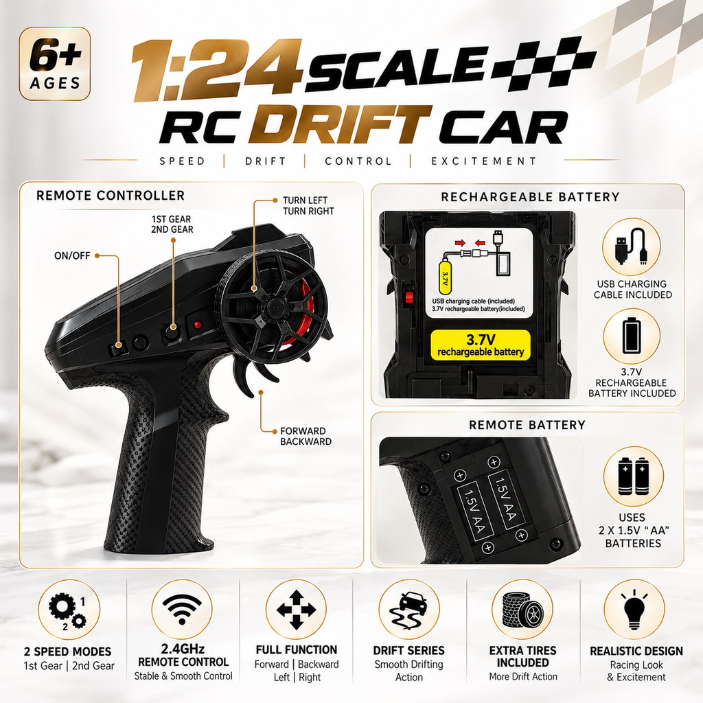 Mustang GT RC Drift Car 1:24 scale