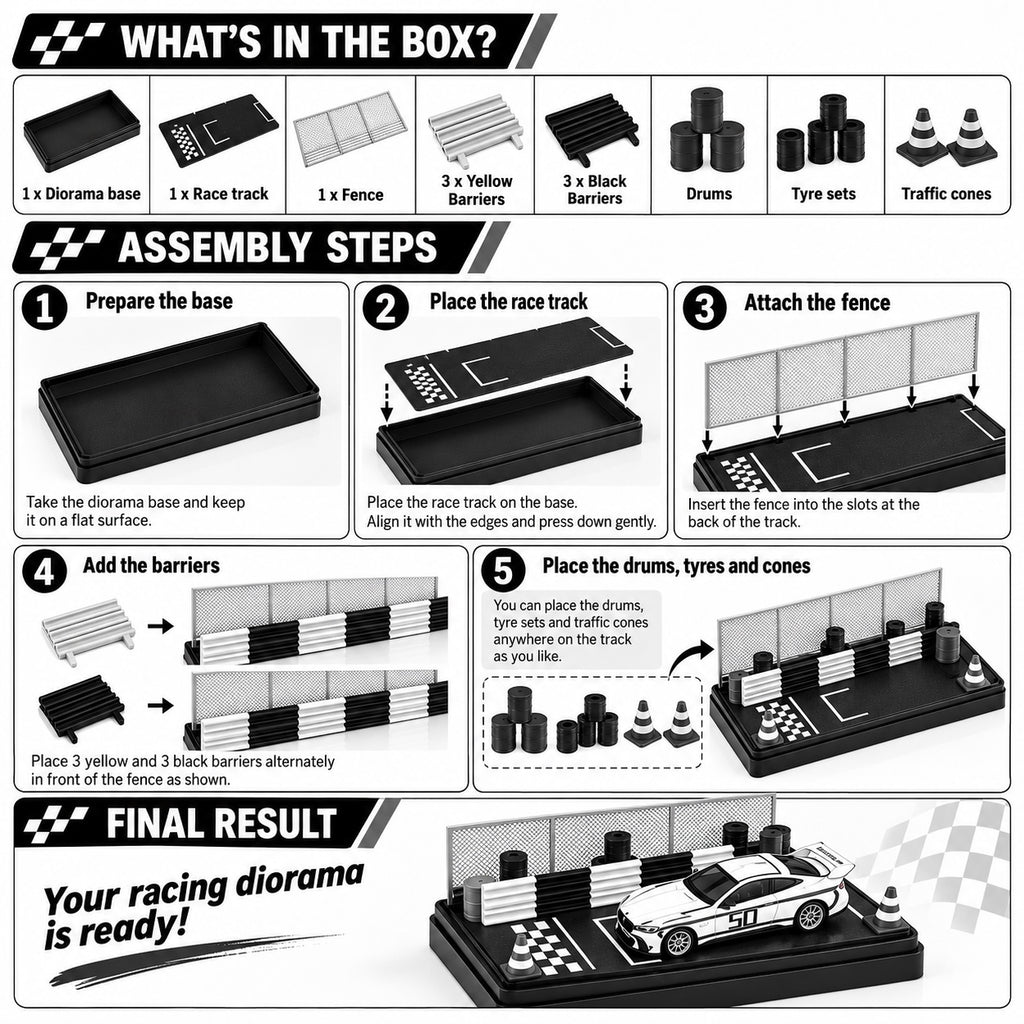 Car Diorama Display for 1:64 Scale Model