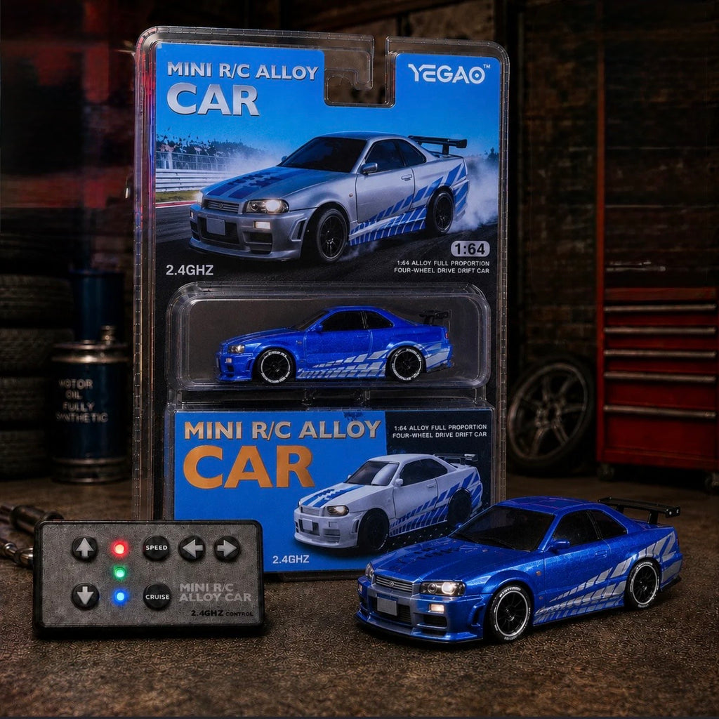 Nissan Skyline GTR R-34 Mini RC Alloy Drift Car 1:64 Scale